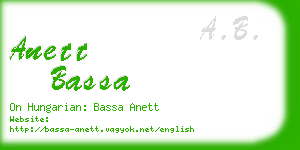 anett bassa business card